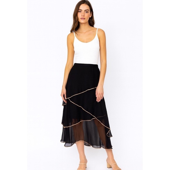VTG Y2K Robert Rodriguez Black Romantic Fairy Grunge Whimsygoth Midi Skirt 2 - Picture 1 of 12